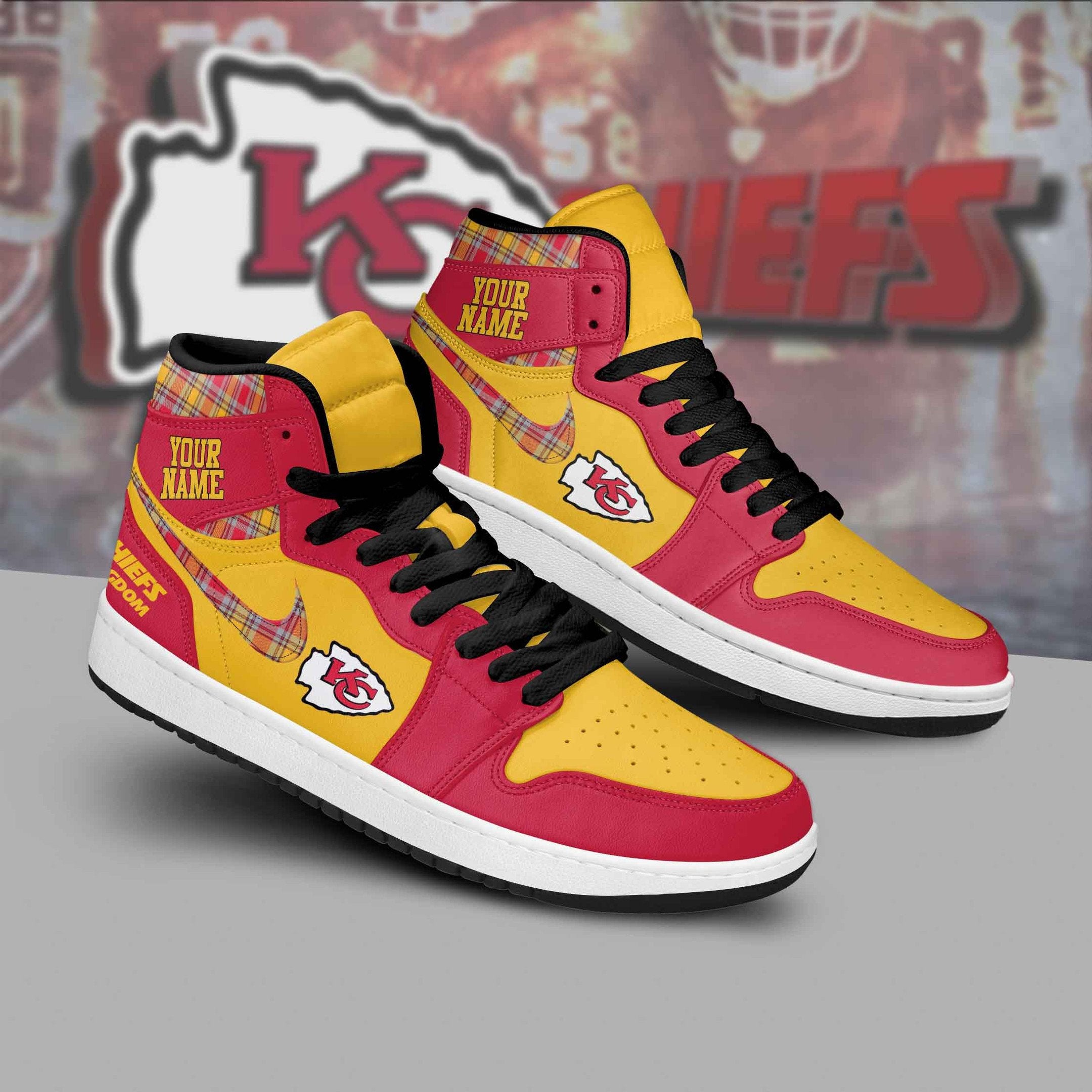 Ideafootwear Kansas City Chiefs AJ1 High Sneakers Shoes For Men And Women 21