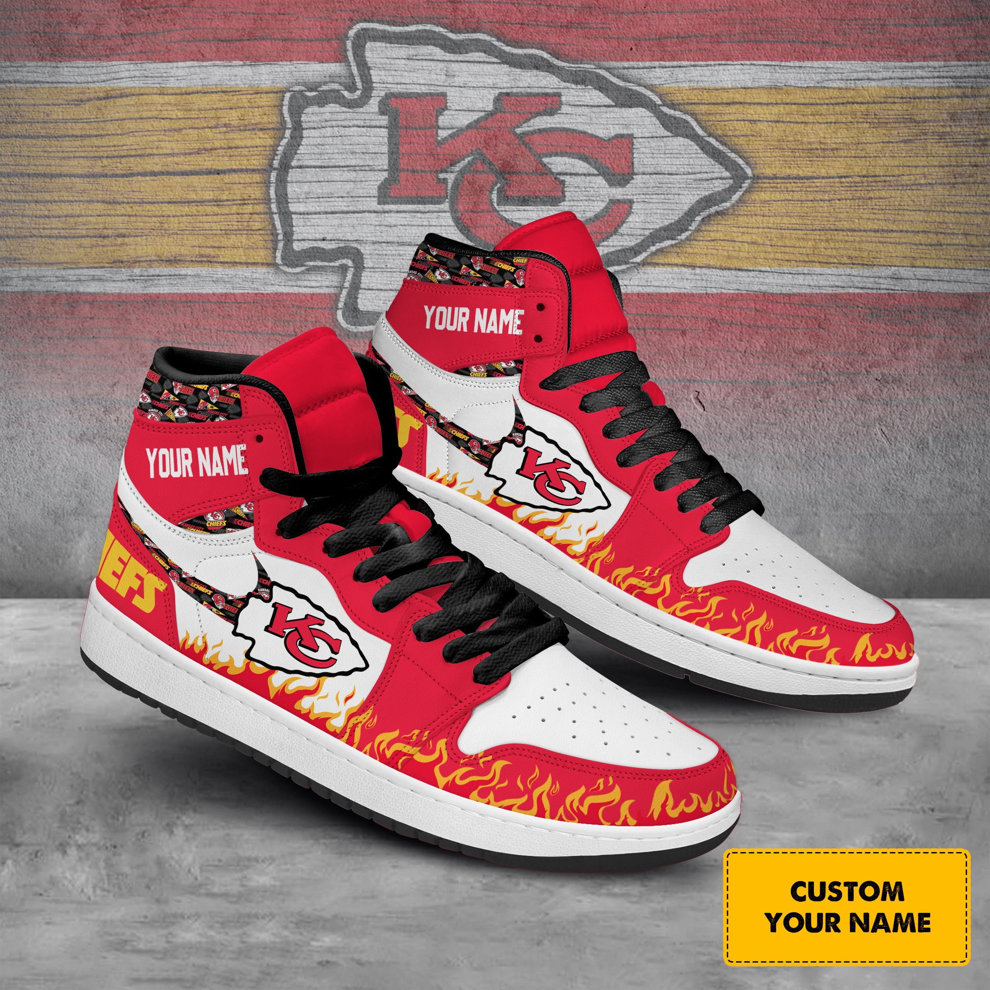 Ideafootwear Kansas City Chiefs AJ1 High Sneakers Shoes For Men And Women 19