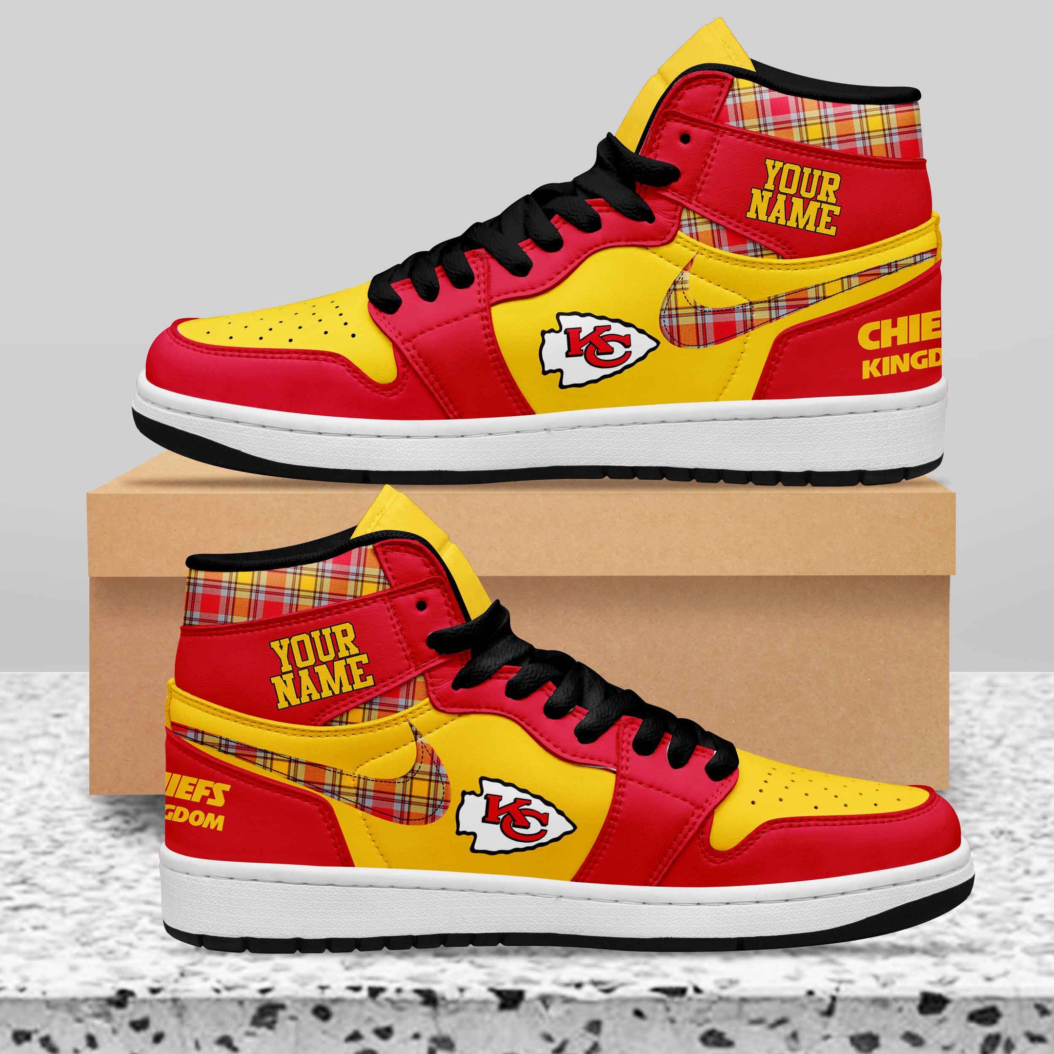 Ideafootwear Kansas City Chiefs AJ1 High Sneakers Shoes For Men And Women 21
