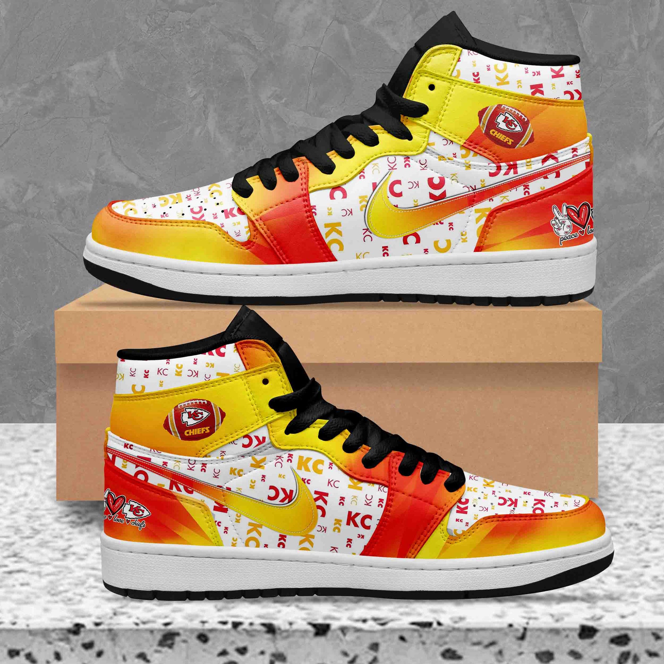 Ideafootwear Kansas City Chiefs AJ1 High Sneakers Shoes For Men And Women 17