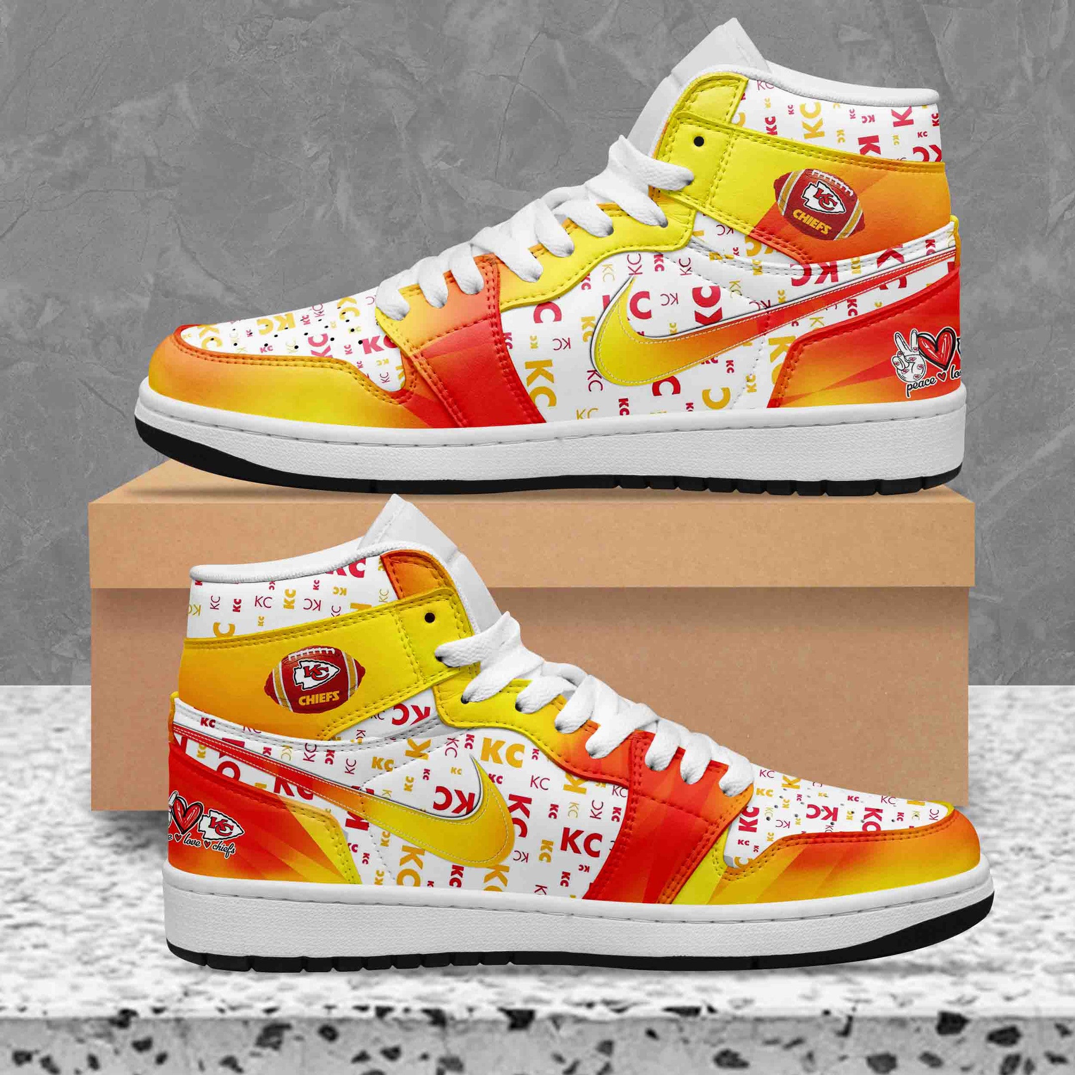 Ideafootwear Kansas City Chiefs AJ1 High Sneakers Shoes For Men And Women 20