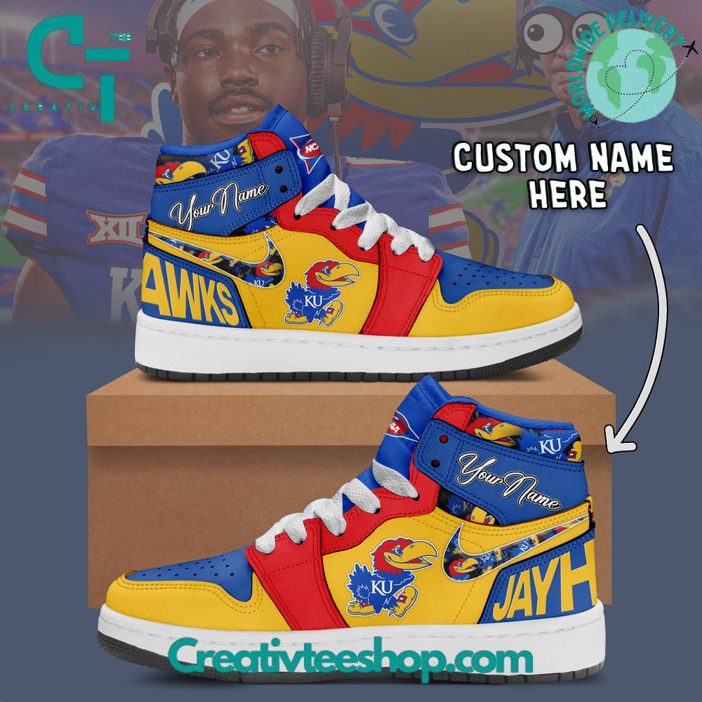Ideafootwear Kansas Jayhawks AJ1 High Sneakers Shoes For Men And Women 1