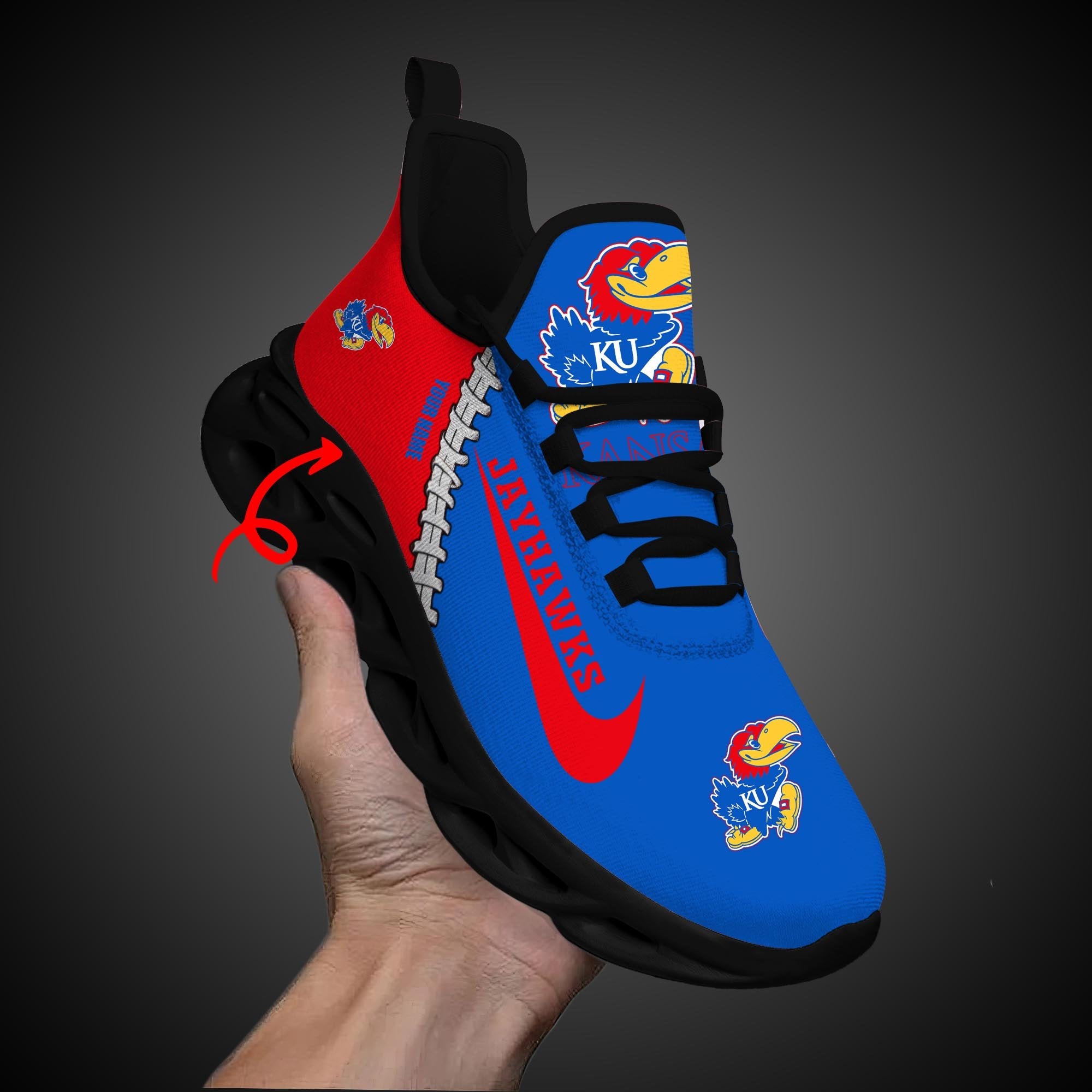 Ideafootwear Kansas Jayhawks Max Soul Shoes Sneakers For Men And Women 1