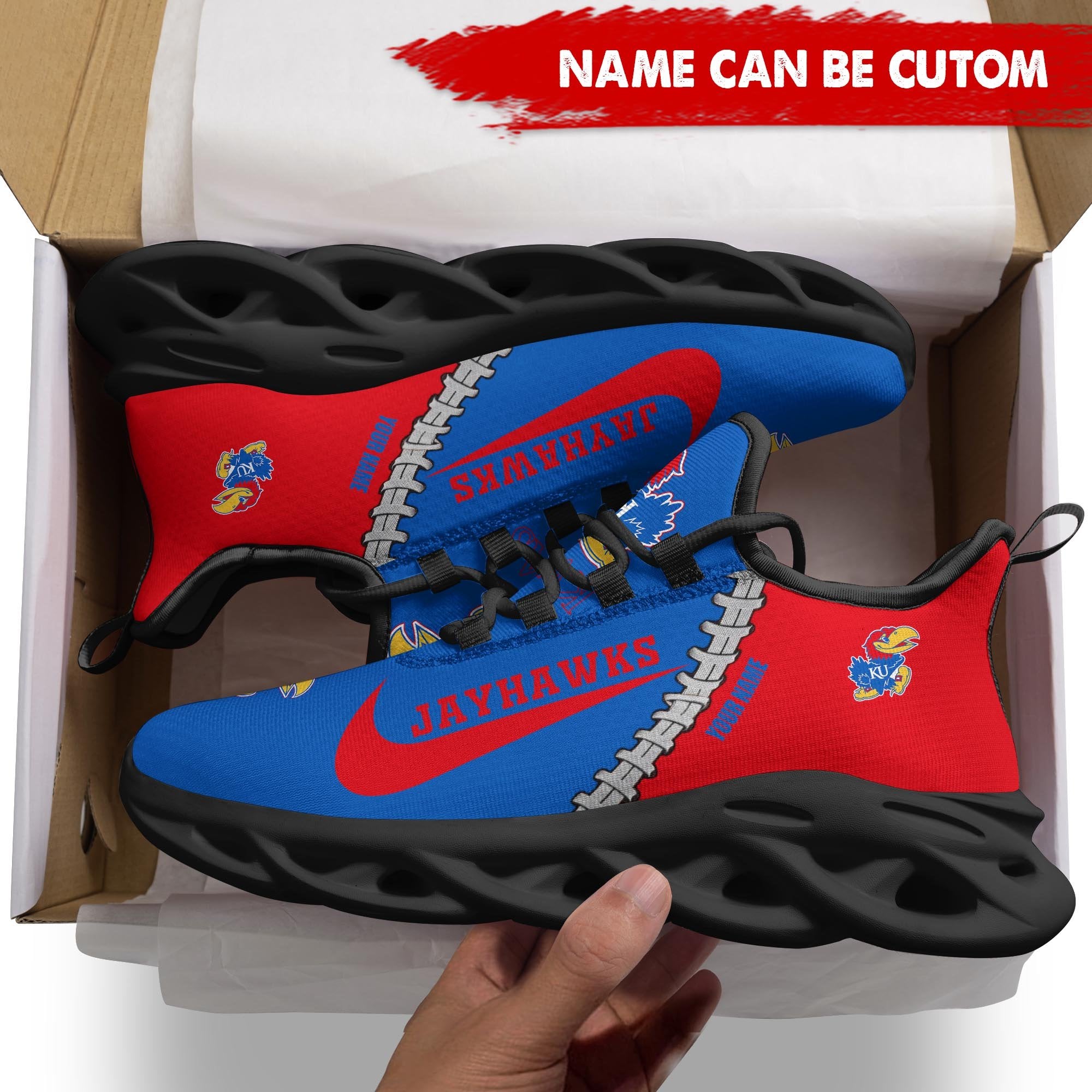 Ideafootwear Kansas Jayhawks Max Soul Shoes Sneakers For Men And Women 1