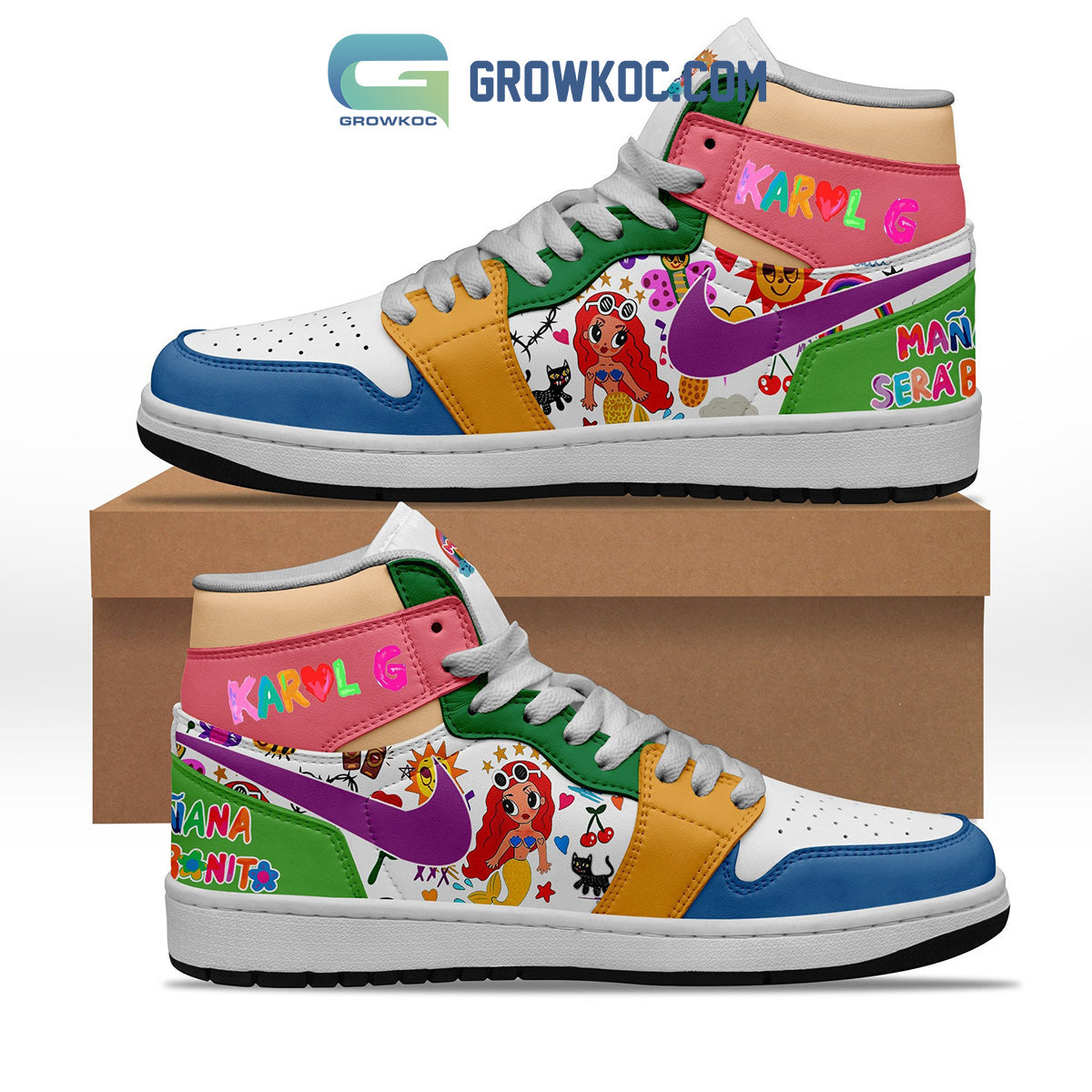 Ideafootwear Karol G AJ1 High Sneakers Shoes For Men And Women 1