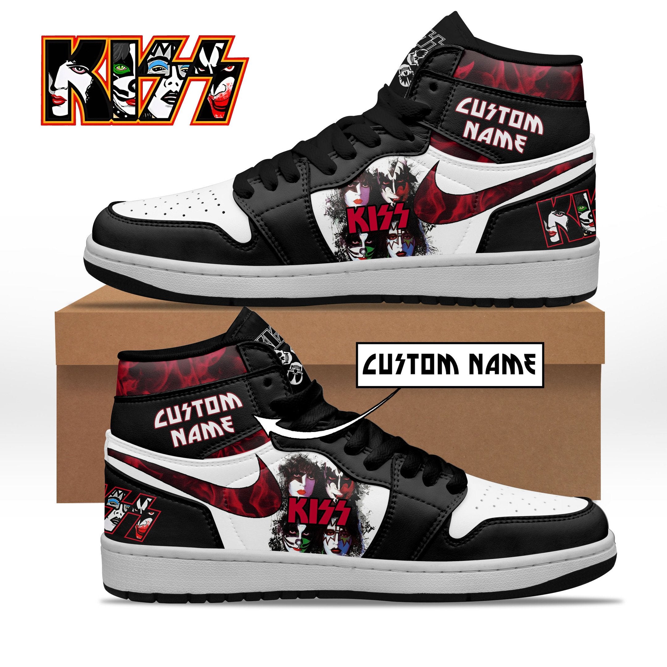 Ideafootwear Kiss AJ1 High Sneakers Shoes For Men And Women 7
