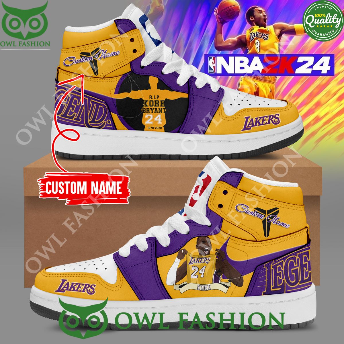 Ideafootwear Kobe Bryant Los Angeles Lakers AJ1 High Sneakers Shoes For Men And Women 1