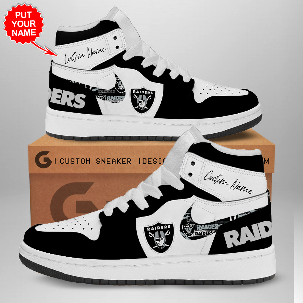 Ideafootwear Las Vegas Raiders AJ1 High Sneakers Shoes For Men And Women 8
