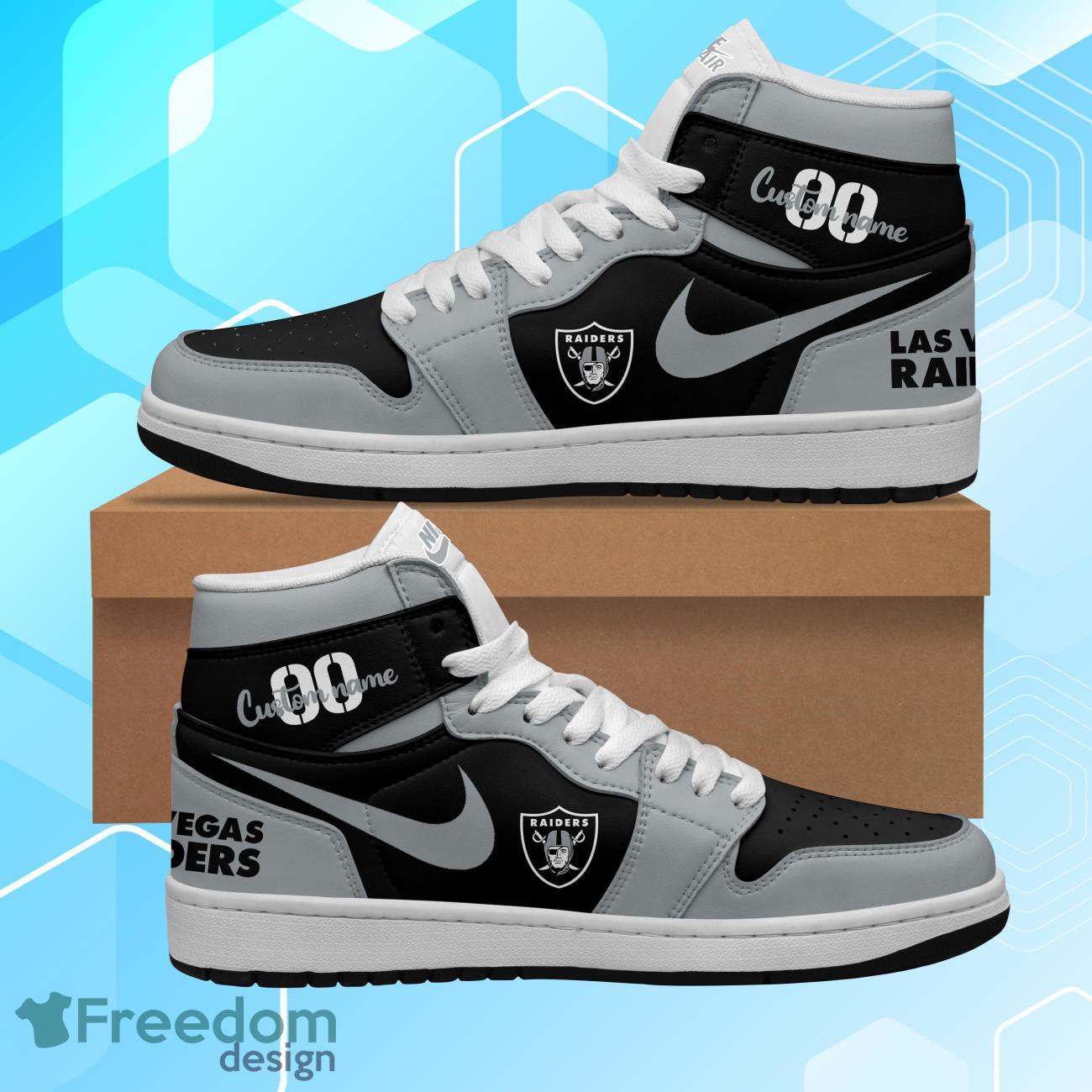 Ideafootwear Las Vegas Raiders AJ1 High Sneakers Shoes For Men And Women 3