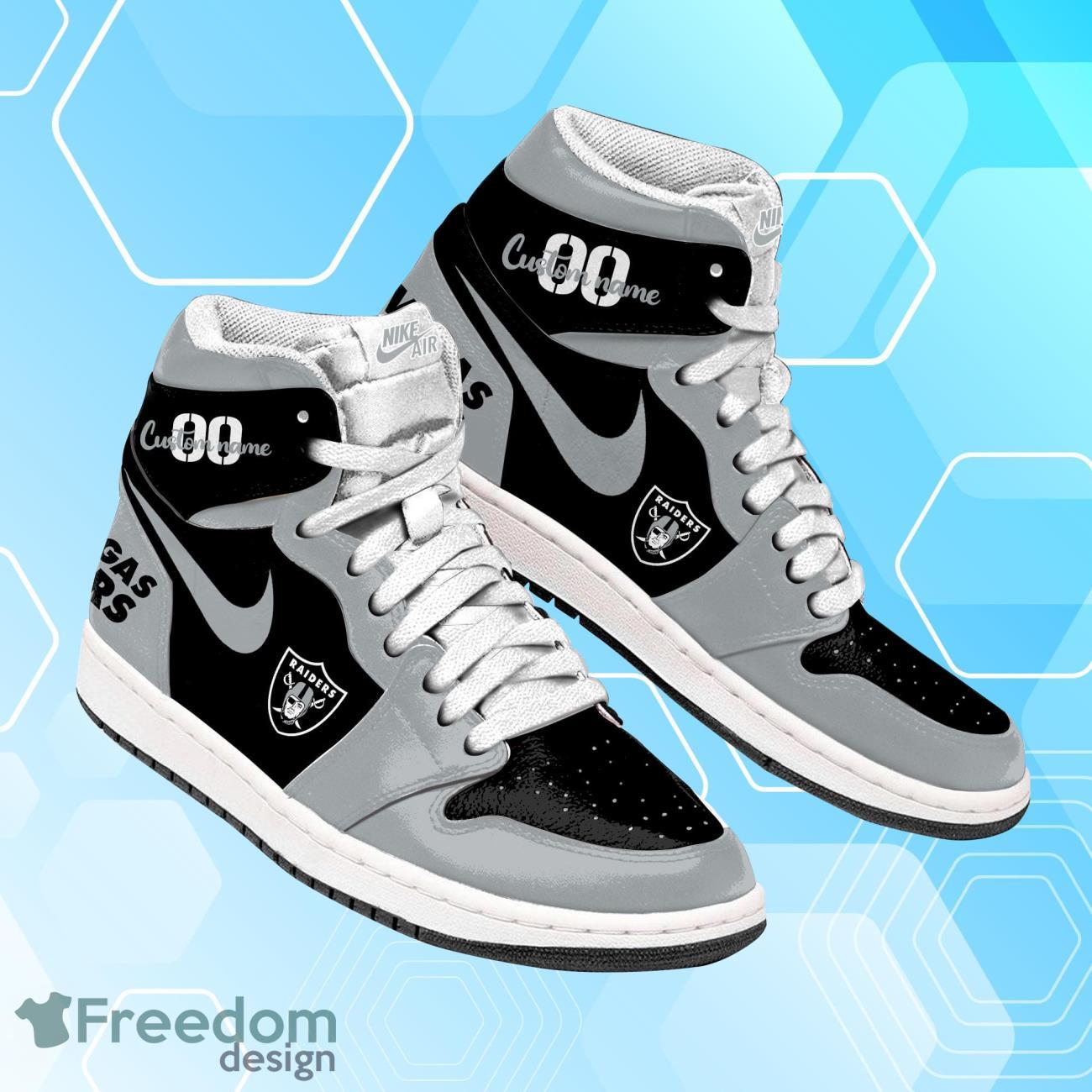 Ideafootwear Las Vegas Raiders AJ1 High Sneakers Shoes For Men And Women 3