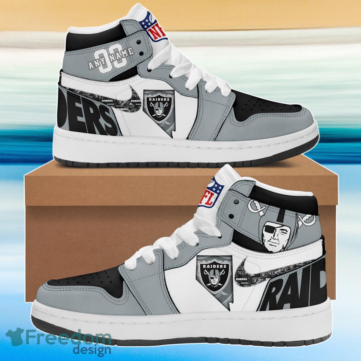 Ideafootwear Las Vegas Raiders AJ1 High Sneakers Shoes For Men And Women 1