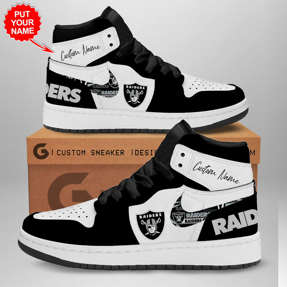 Ideafootwear Las Vegas Raiders AJ1 High Sneakers Shoes For Men And Women 7