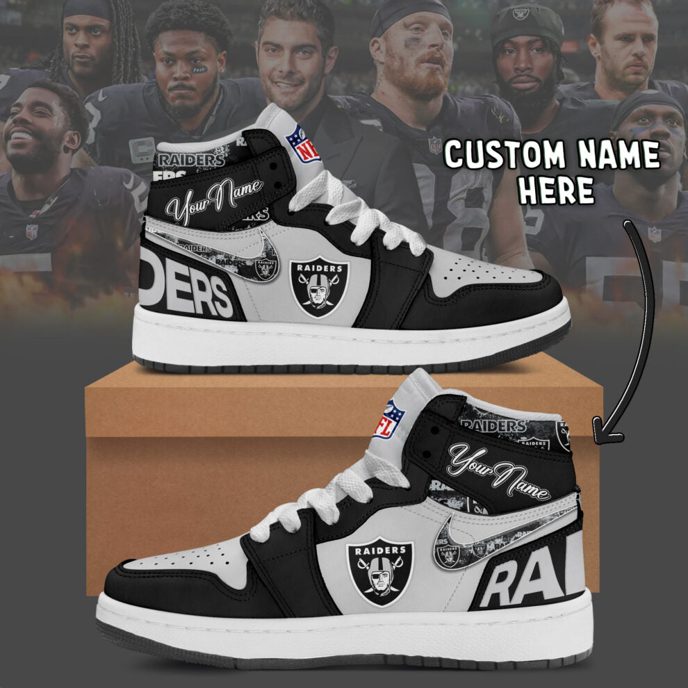 Ideafootwear Las Vegas Raiders AJ1 High Sneakers Shoes For Men And Women 11