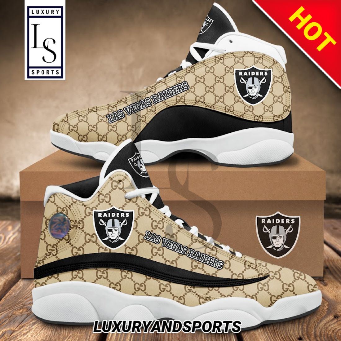 Ideafootwear Las Vegas Raiders AJ13 Sneakers Shoes For Men And Women 8