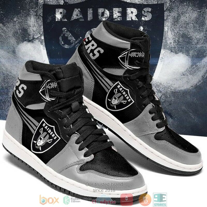Ideafootwear Las Vegas Raiders NFL AJ1 High Sneakers Shoes For Men And Women 9