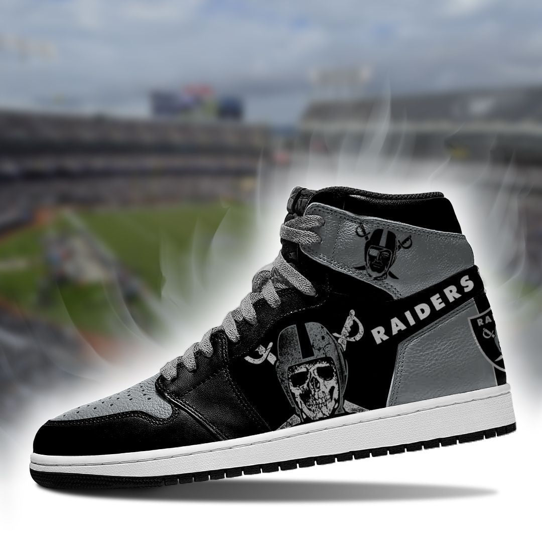 Ideafootwear Las Vegas Raiders NFL AJ1 High Sneakers Shoes For Men And Women 1