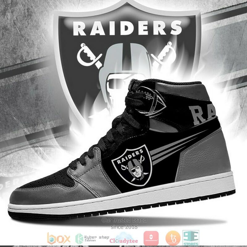 Ideafootwear Las Vegas Raiders NFL AJ1 High Sneakers Shoes For Men And Women 9