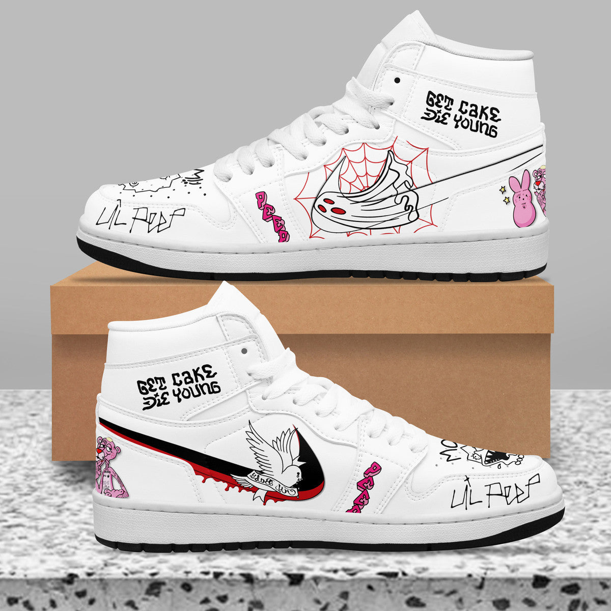 Ideafootwear Lil Peep AJ1 High Sneakers Shoes For Men And Women 3