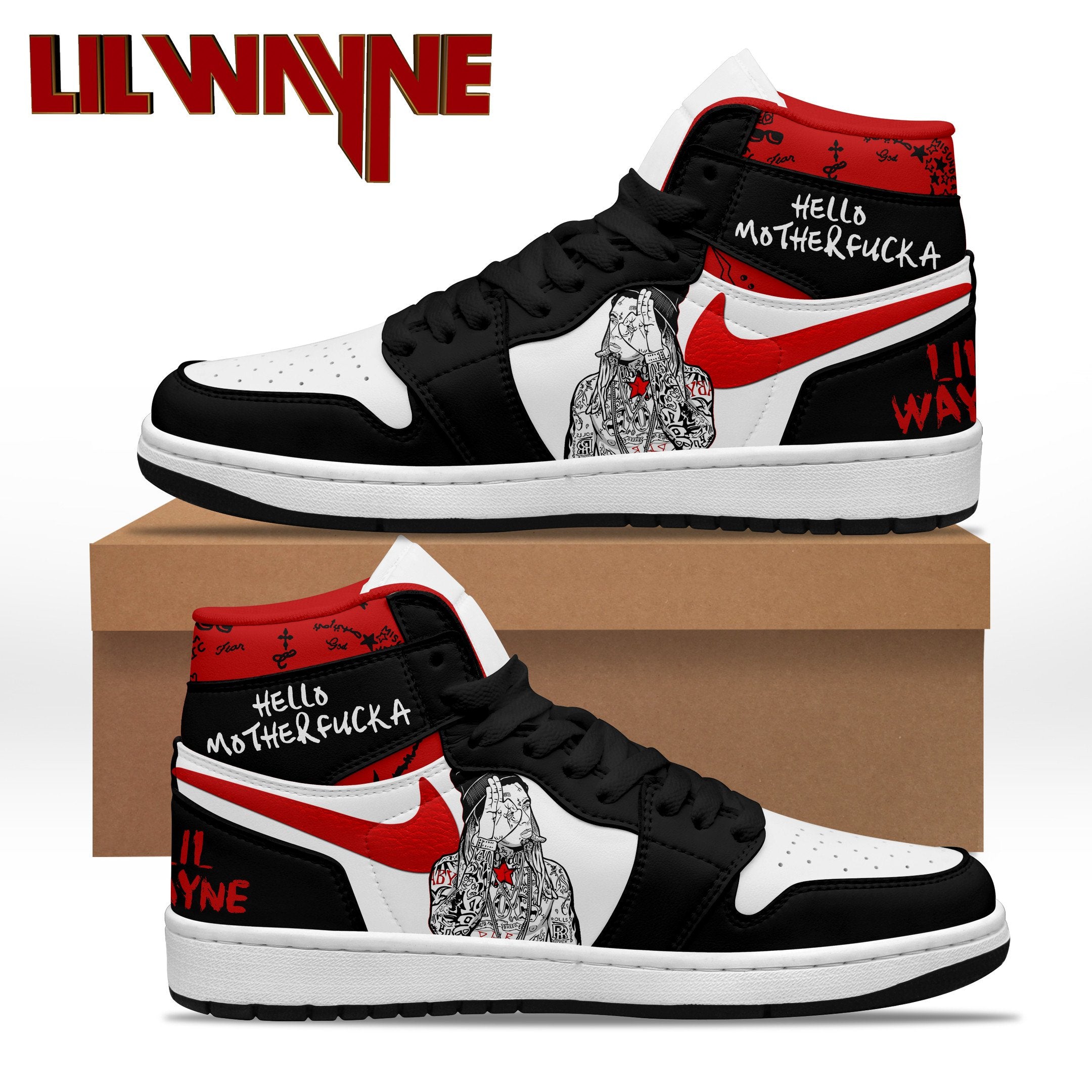 Ideafootwear Lil Wayne AJ1 High Sneakers Shoes For Men And Women 1