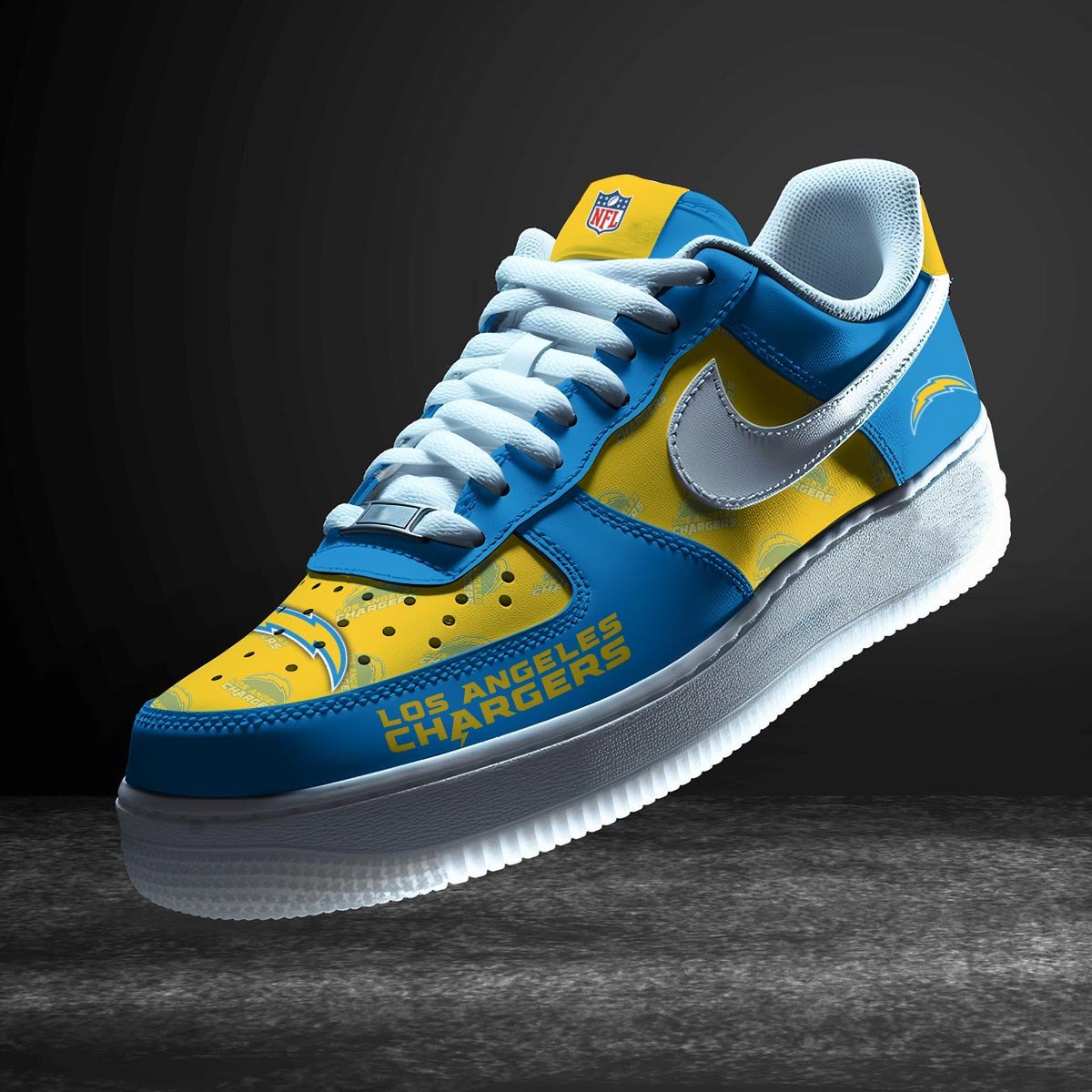 Ideafootwear Los Angeles Chargers Air Low-Top Sneakers Shoes For Men And Women 7