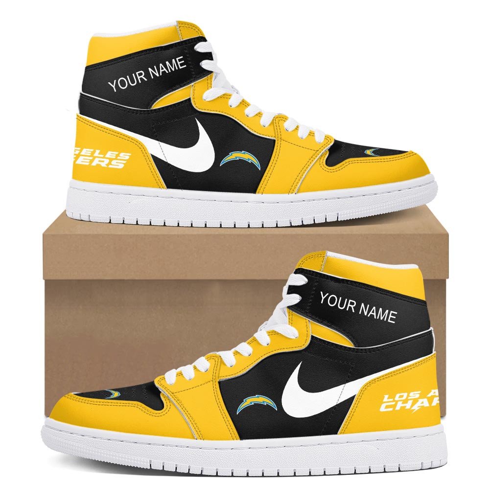 Ideafootwear Los Angeles Chargers AJ1 High Sneakers Shoes For Men And Women 9