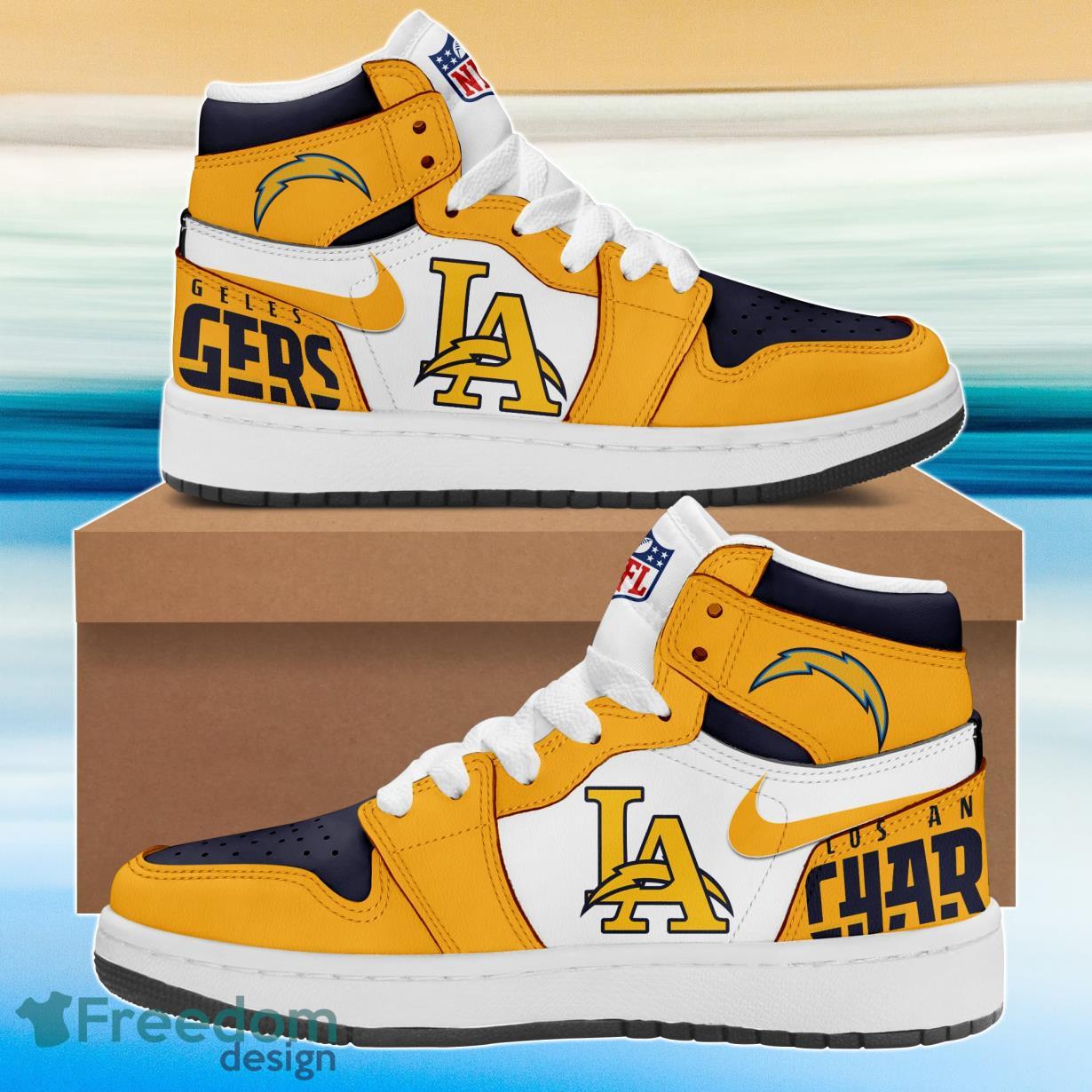 Ideafootwear Los Angeles Chargers AJ1 High Sneakers Shoes For Men And Women 11