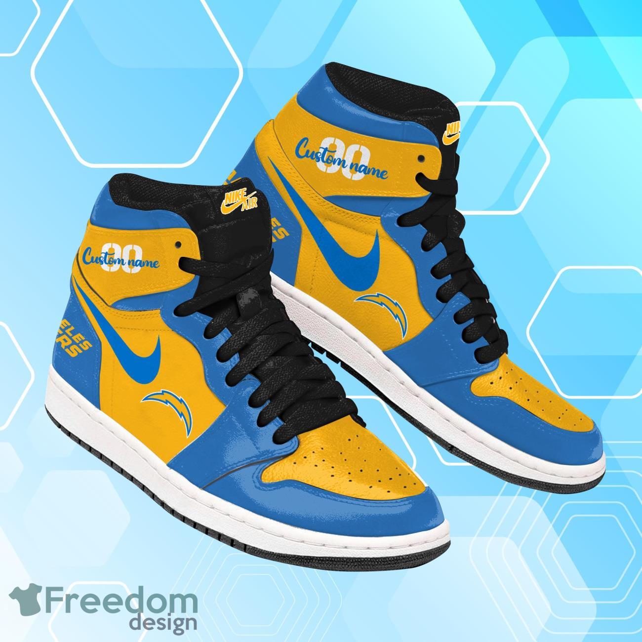 Ideafootwear Los Angeles Chargers AJ1 High Sneakers Shoes For Men And Women 1