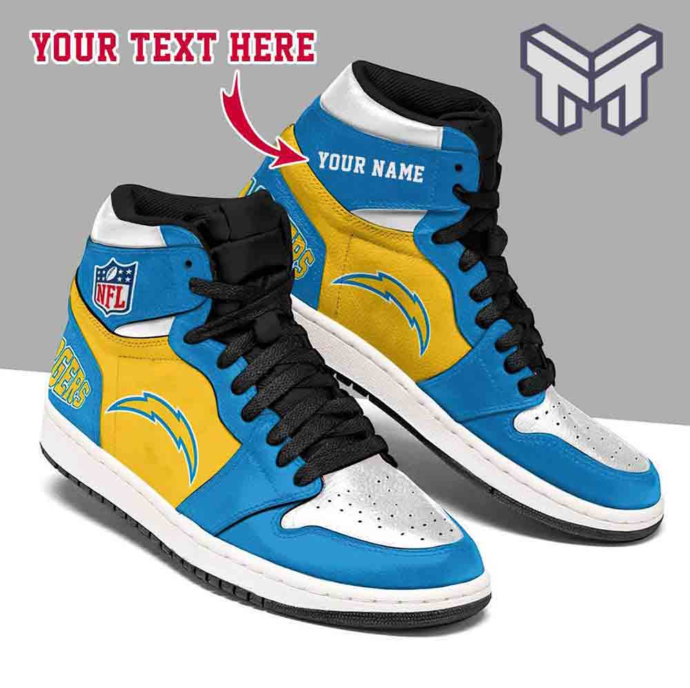 Ideafootwear Los Angeles Chargers AJ1 High Sneakers Shoes For Men And Women 4