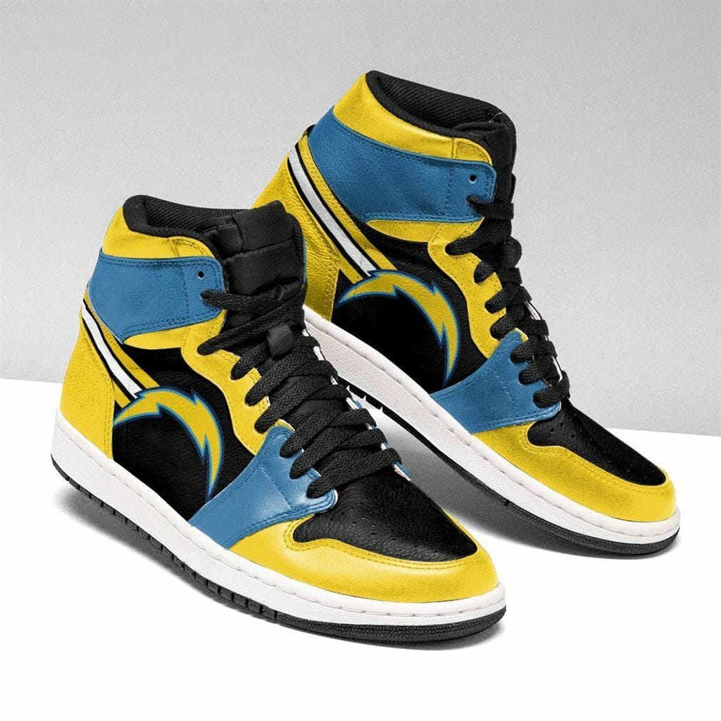 Ideafootwear Los Angeles Chargers NFL AJ1 High Sneakers Shoes For Men And Women 9