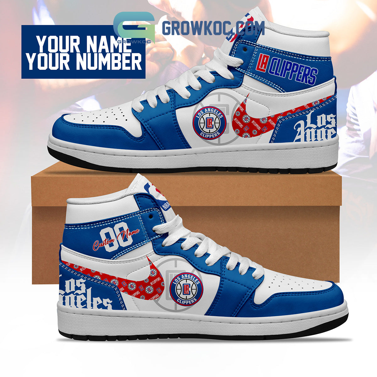 Ideafootwear Los Angeles Clippers AJ1 High Sneakers Shoes For Men And Women 4