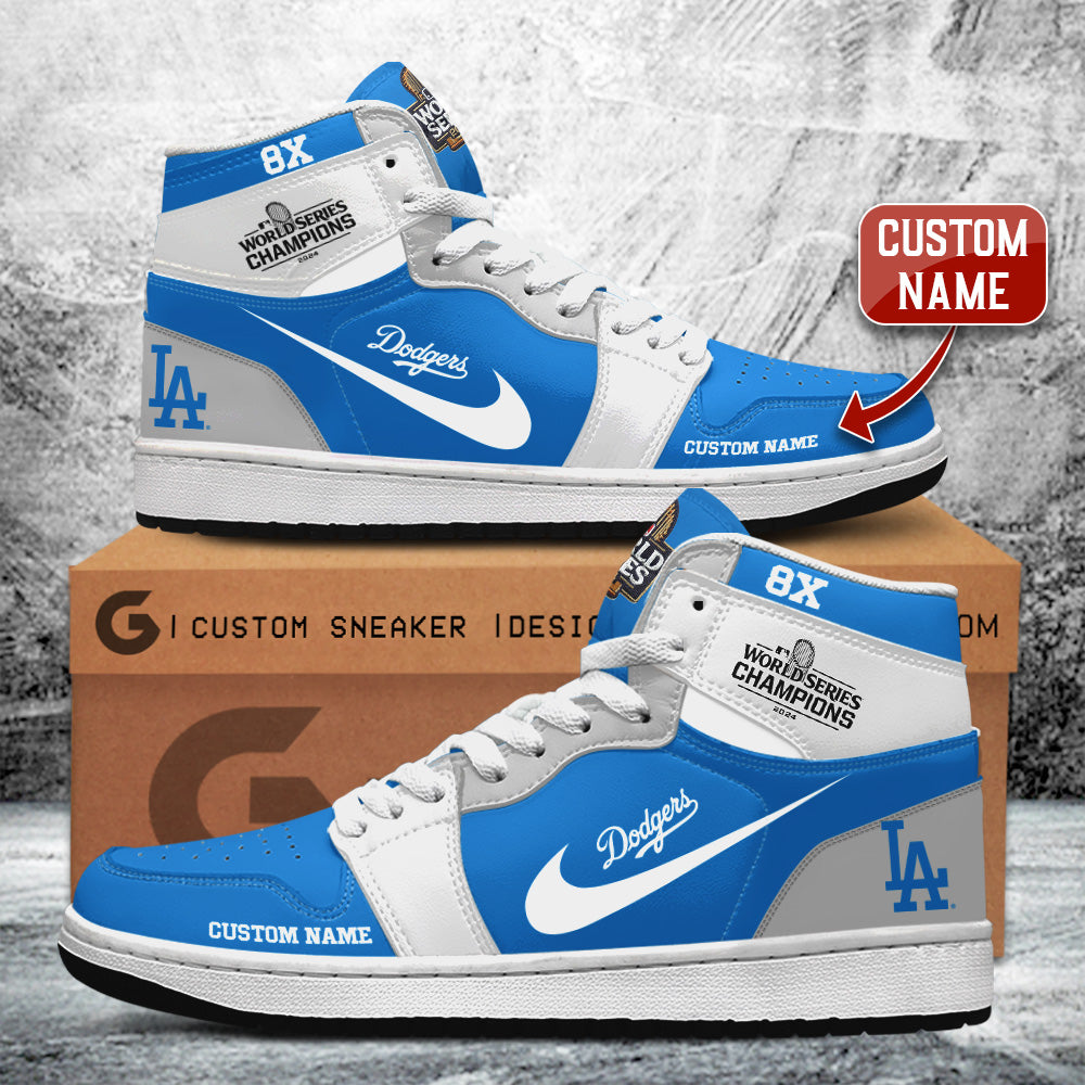 Ideafootwear Los Angeles Dodgers AJ1 High Sneakers Shoes For Men And Women 5