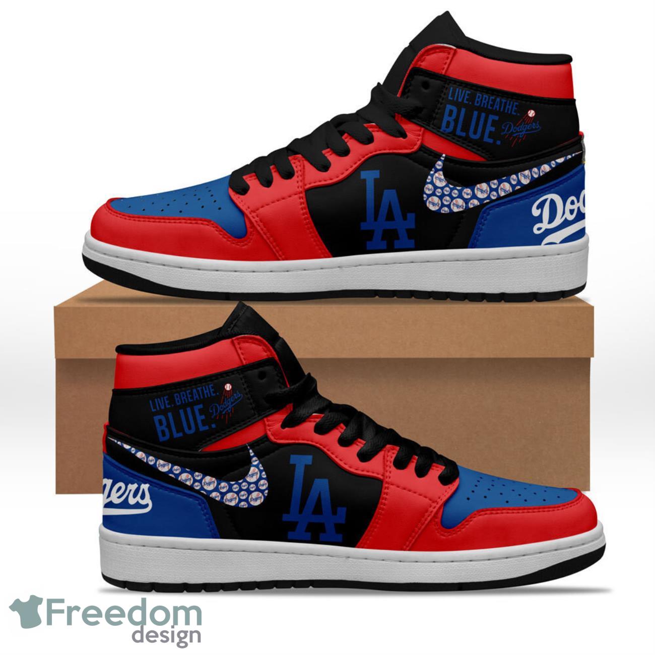 Ideafootwear Los Angeles Dodgers AJ1 High Sneakers Shoes For Men And Women 10