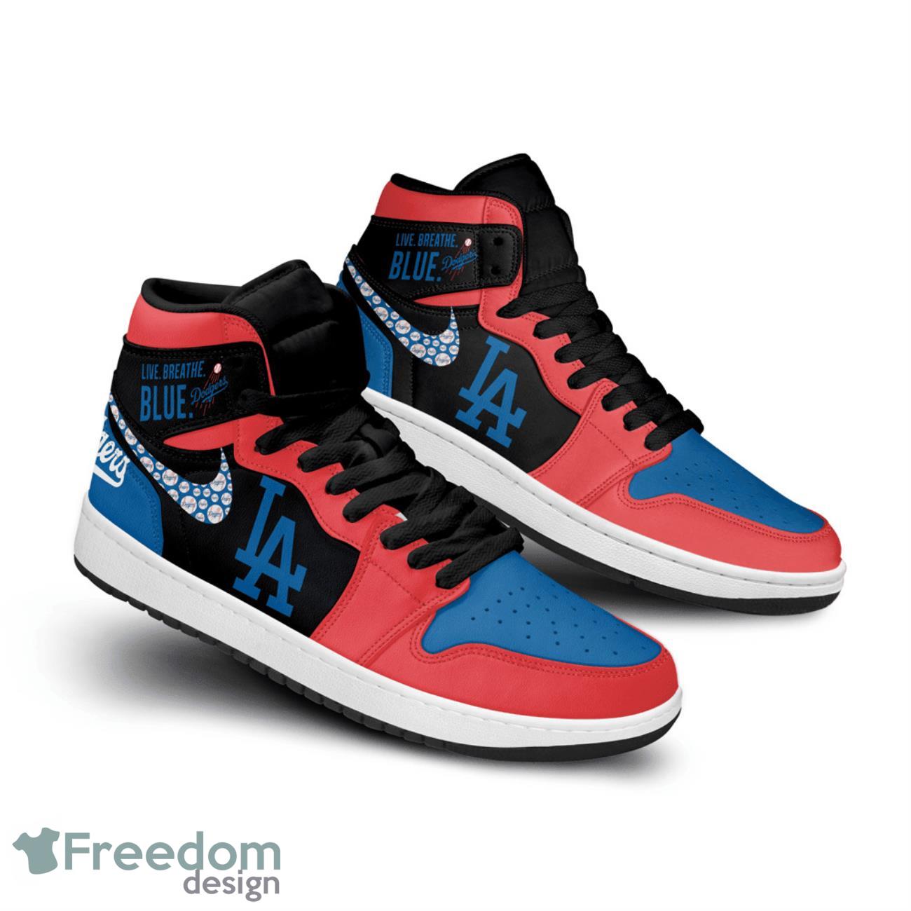 Ideafootwear Los Angeles Dodgers AJ1 High Sneakers Shoes For Men And Women 10