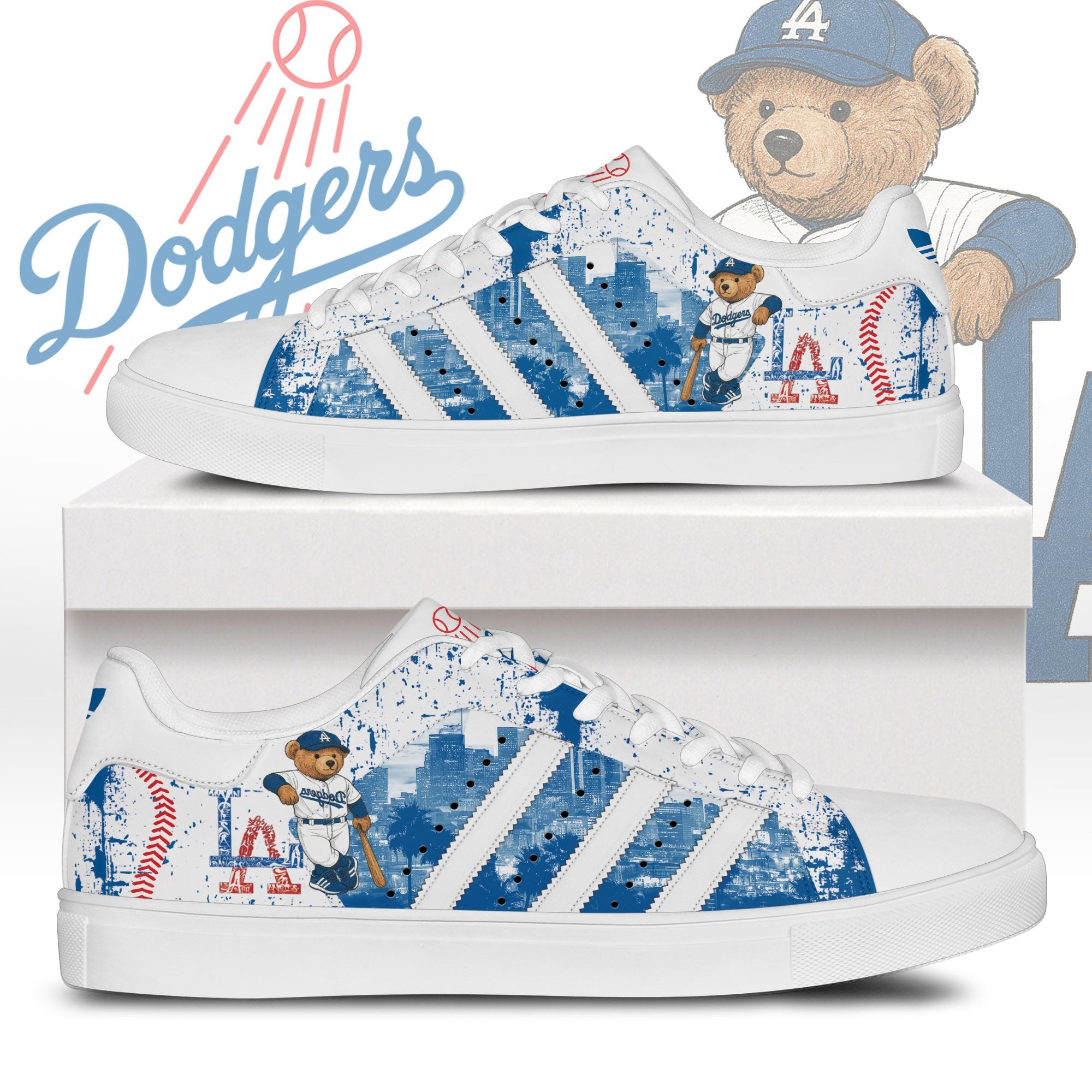 Ideafootwear Los Angeles Dodgers Skate Stan Shoes Sneakes For Men And Women 3