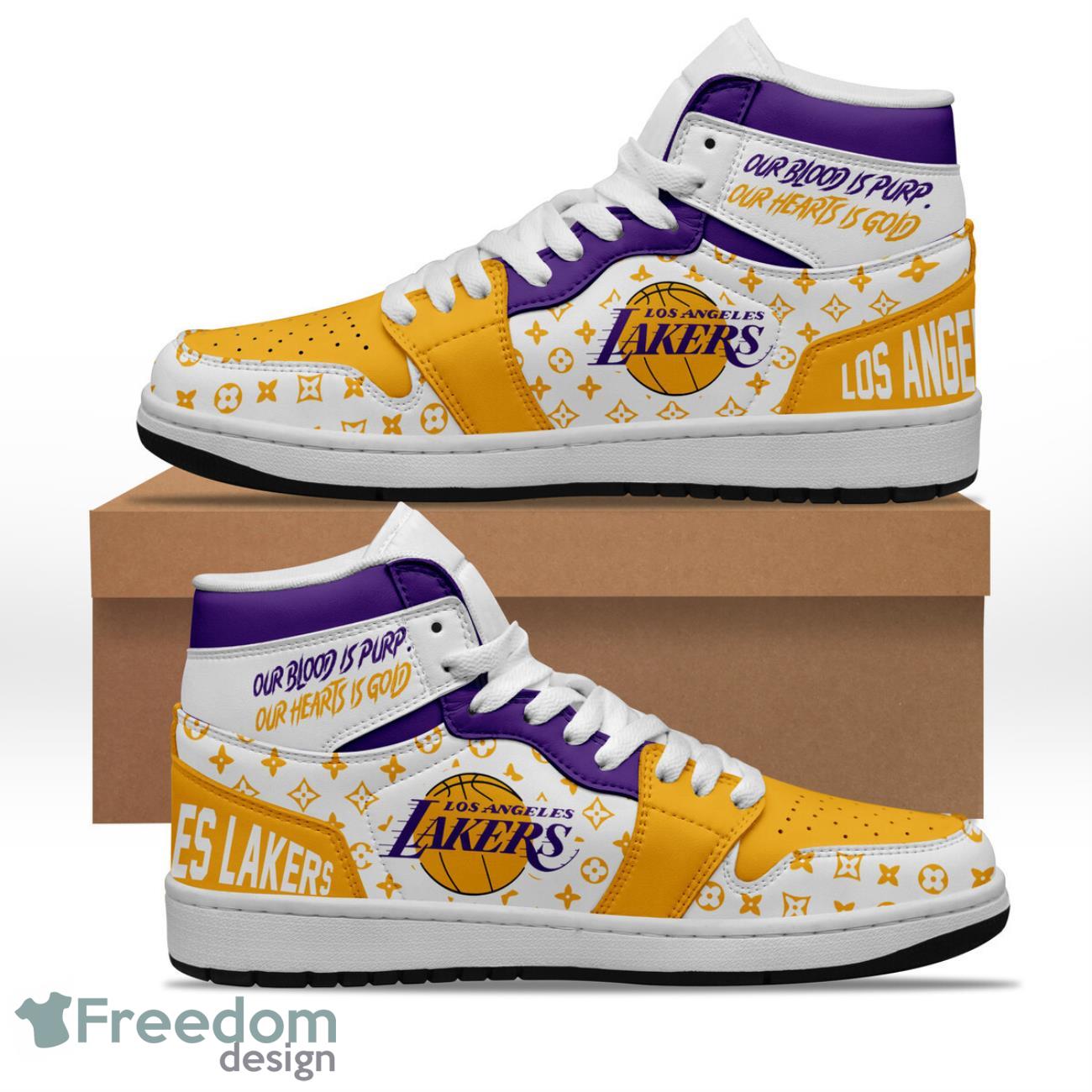 Ideafootwear Los Angeles Lakers AJ1 High Sneakers Shoes For Men And Women 11