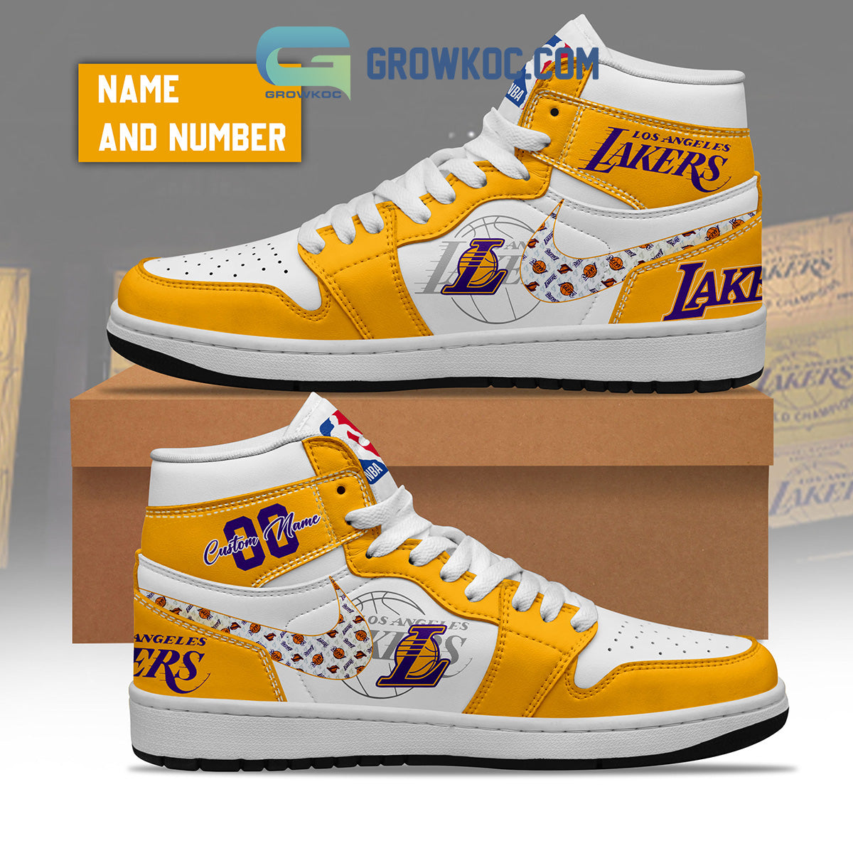 Ideafootwear Los Angeles Lakers AJ1 High Sneakers Shoes For Men And Women 6