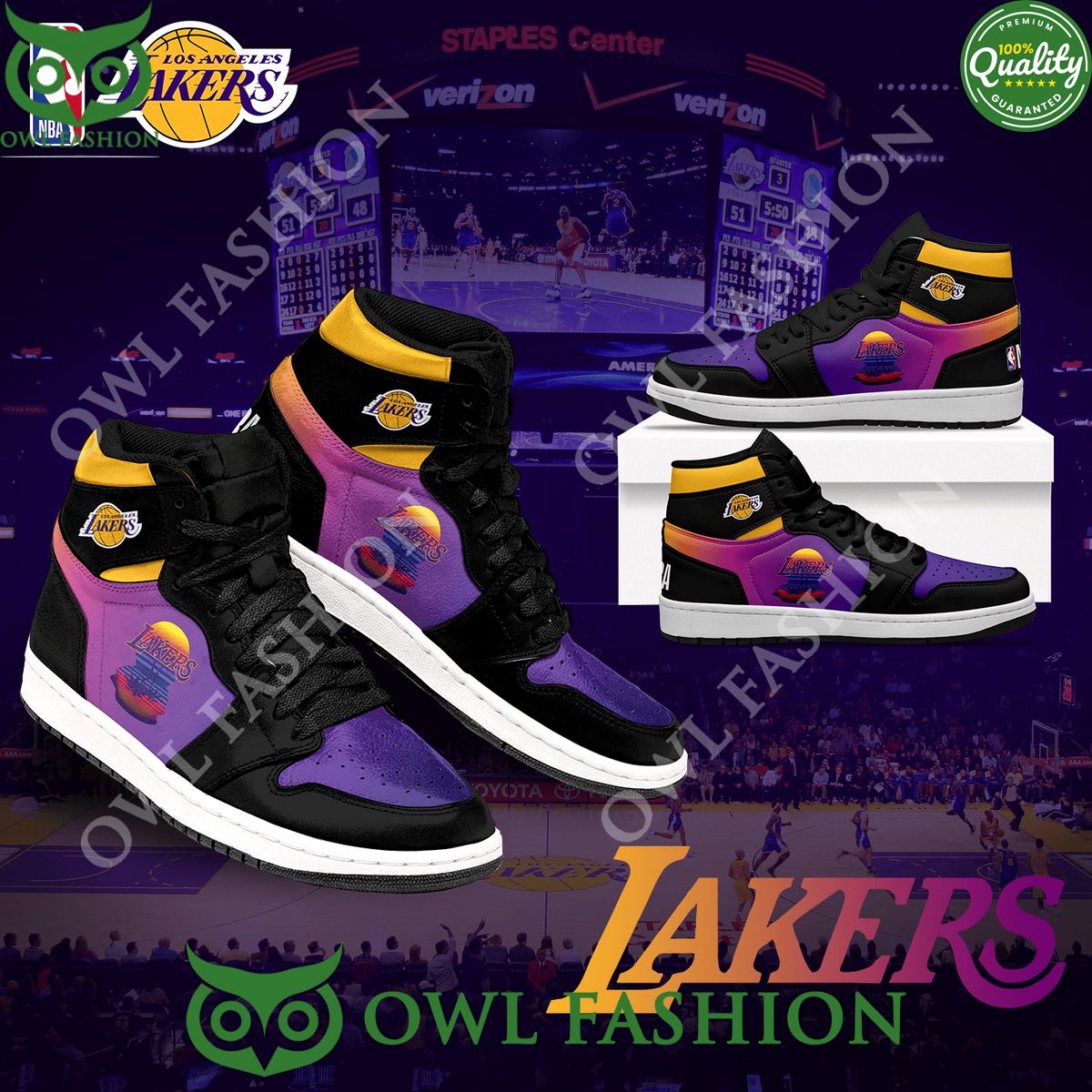 Ideafootwear Los Angeles Lakers AJ1 High Sneakers Shoes For Men And Women 17