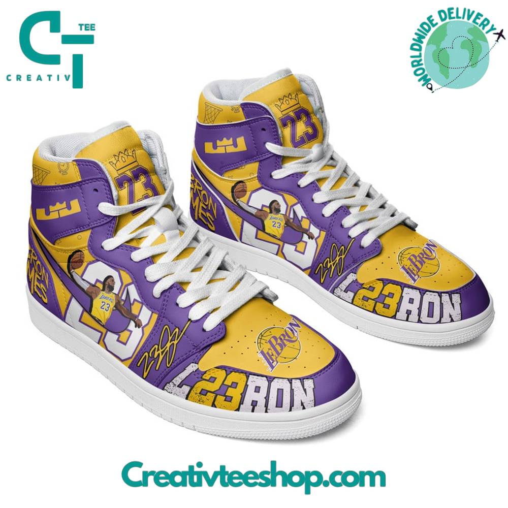 Ideafootwear Los Angeles Lakers AJ1 High Sneakers Shoes For Men And Women 9