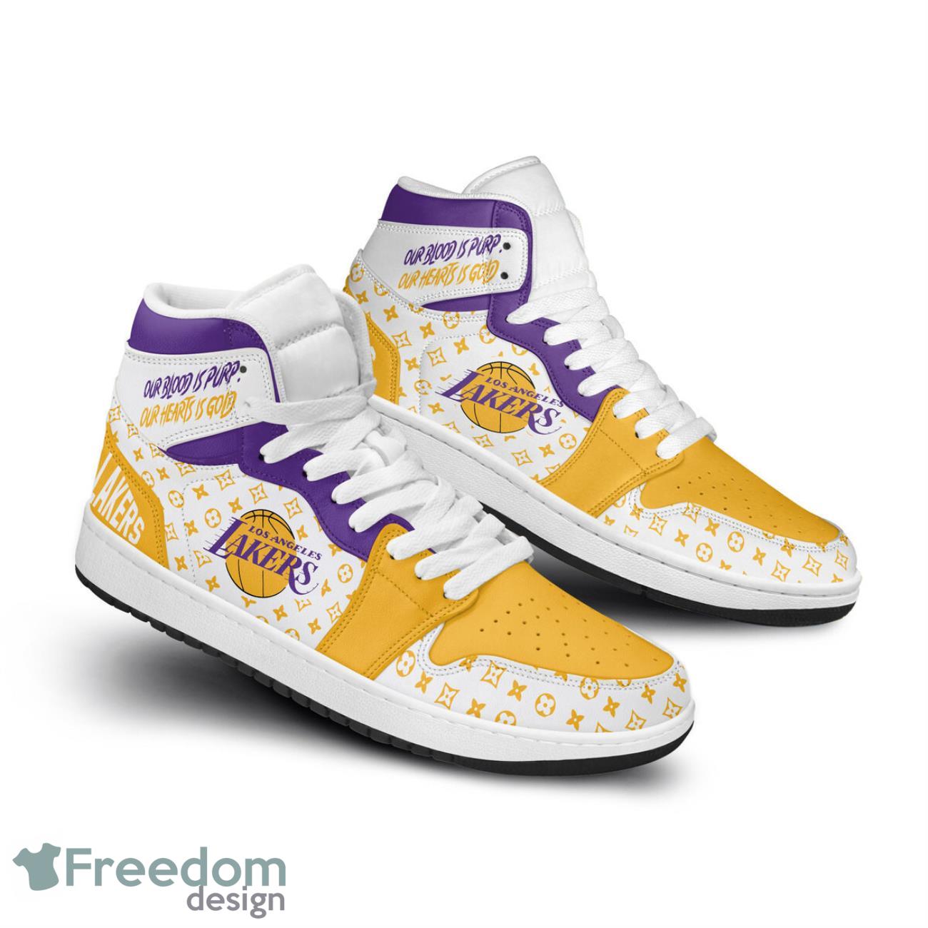 Ideafootwear Los Angeles Lakers AJ1 High Sneakers Shoes For Men And Women 11