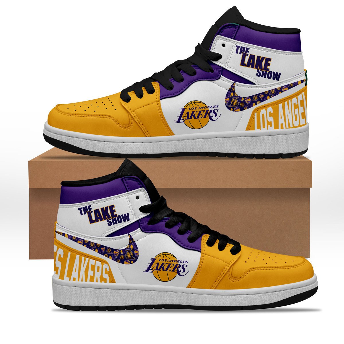 Ideafootwear Los Angeles Lakers AJ1 High Sneakers Shoes For Men And Women 25