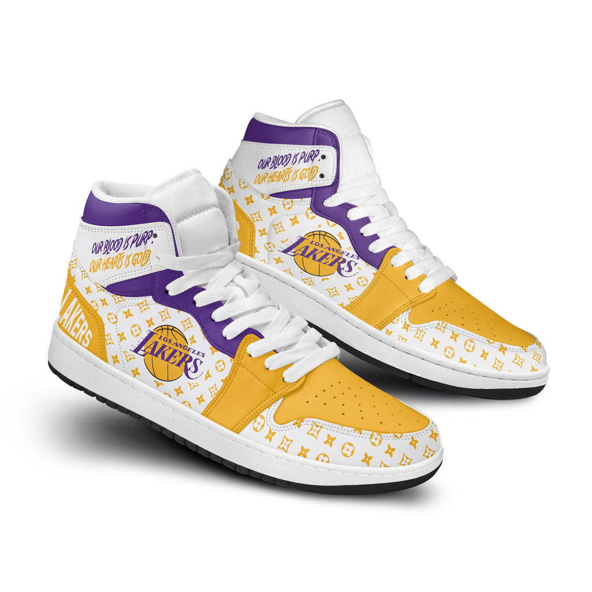 Ideafootwear Los Angeles Lakers AJ1 High Sneakers Shoes For Men And Women 20