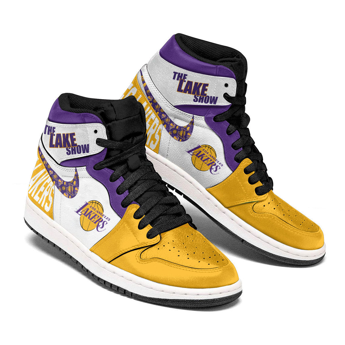 Ideafootwear Los Angeles Lakers AJ1 High Sneakers Shoes For Men And Women 25