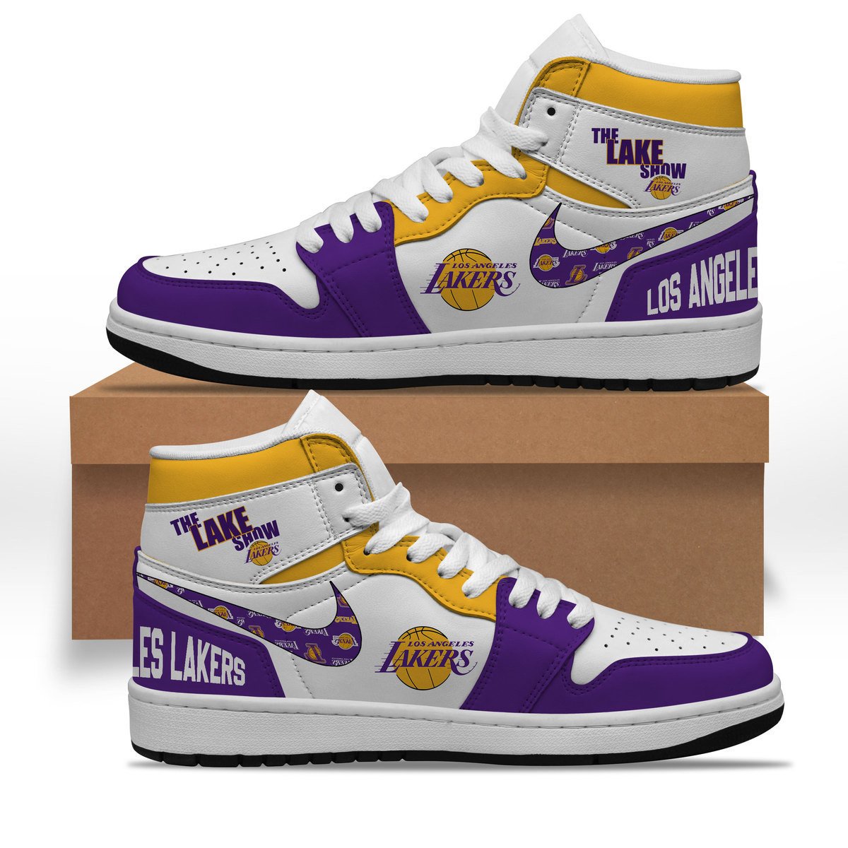 Ideafootwear Los Angeles Lakers AJ1 High Sneakers Shoes For Men And Women 24