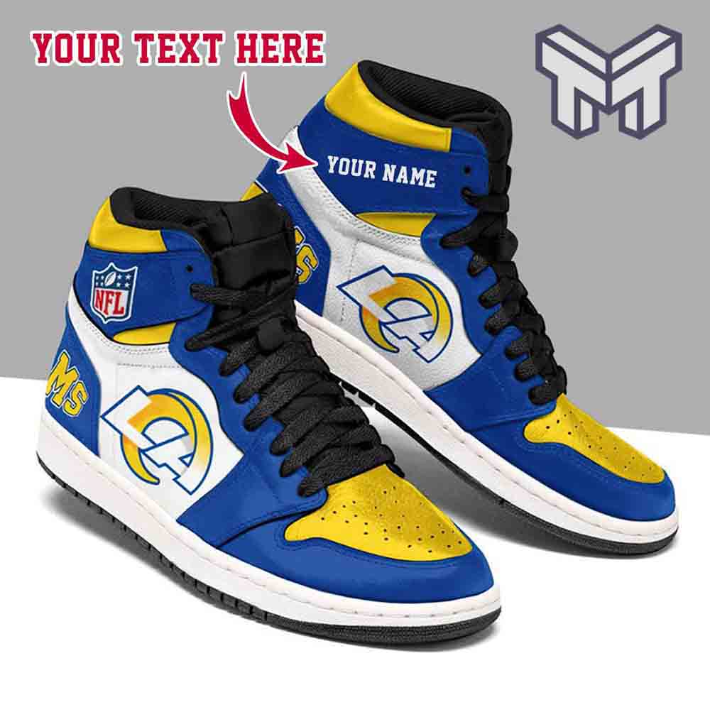 Ideafootwear Los Angeles Rams AJ1 High Sneakers Shoes For Men And Women 4
