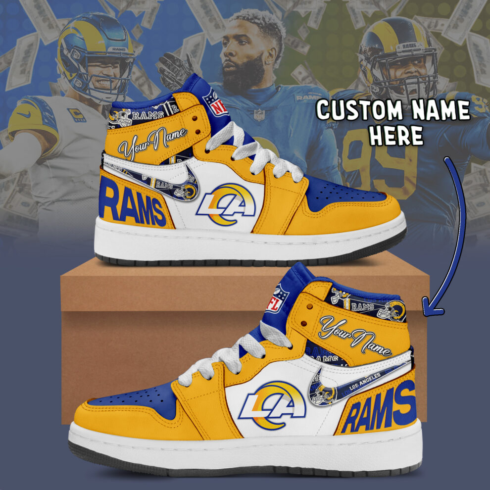 Ideafootwear Los Angeles Rams AJ1 High Sneakers Shoes For Men And Women 8