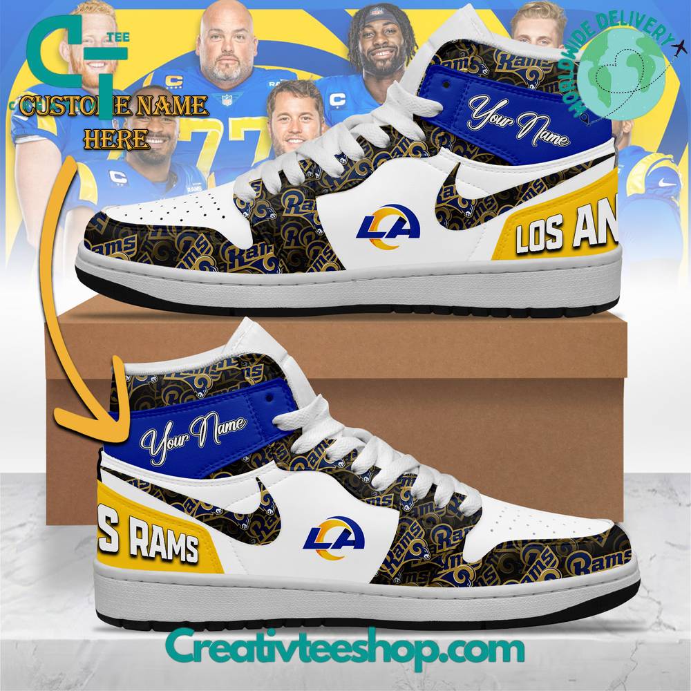 Ideafootwear Los Angeles Rams AJ1 High Sneakers Shoes For Men And Women 7