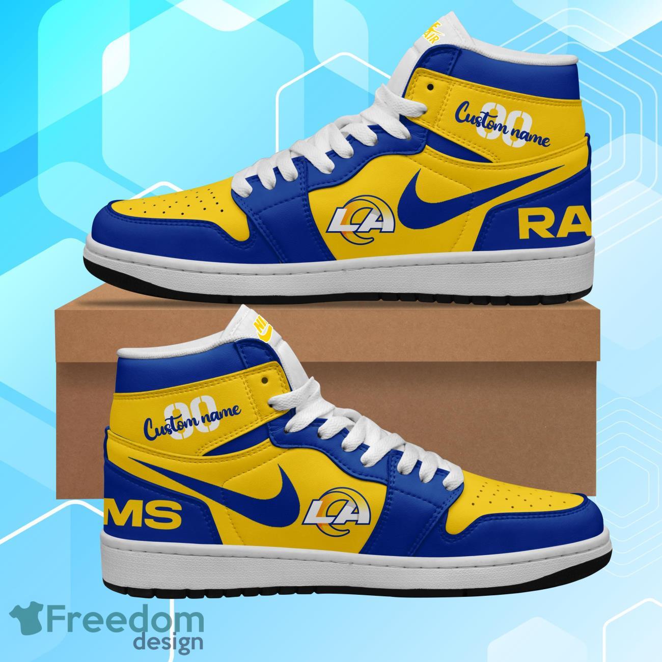 Ideafootwear Los Angeles Rams AJ1 High Sneakers Shoes For Men And Women 2