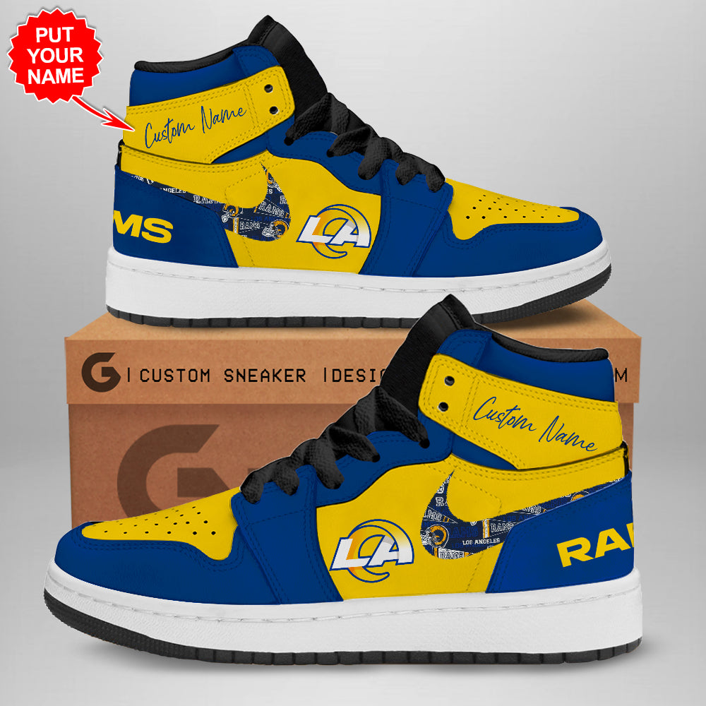 Ideafootwear Los Angeles Rams AJ1 High Sneakers Shoes For Men And Women 6