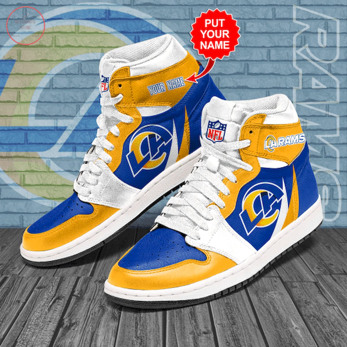 Ideafootwear Los Angeles Rams NFL AJ1 High Sneakers Shoes For Men And Women 15