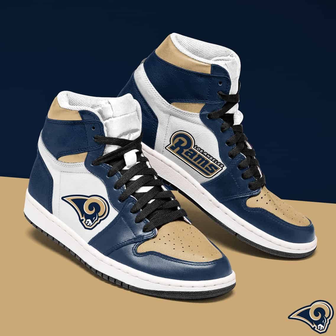 Ideafootwear Los Angeles Rams NFL AJ1 High Sneakers Shoes For Men And Women 13